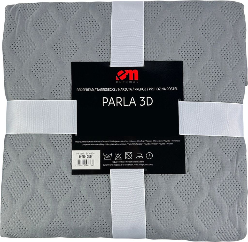Tagesdecke Steppdecke Bettüberwurf Parla 3D Grau 180x220 cm Produktbild 