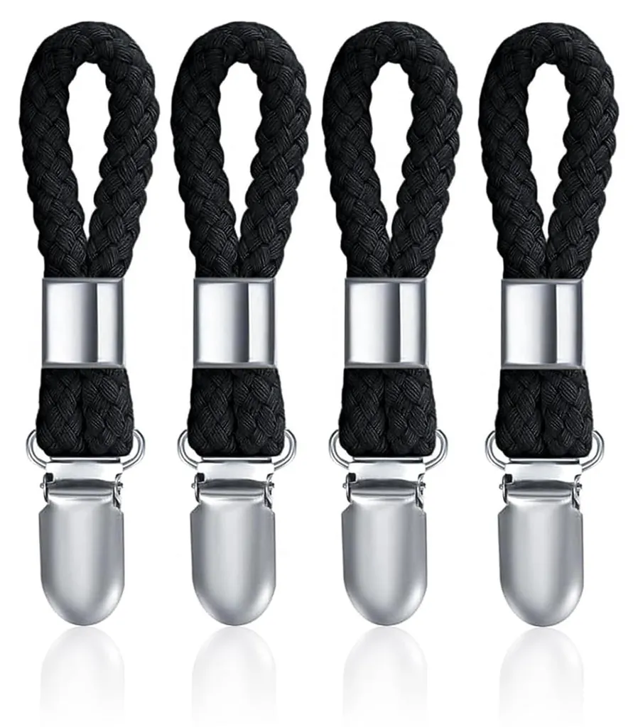 Pinces porte-serviette noires sans couture avec boucle de suspension 4p