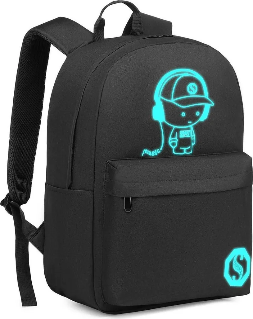 Zaino scuola ragazze ragazzi casual daypack leggero A-nero