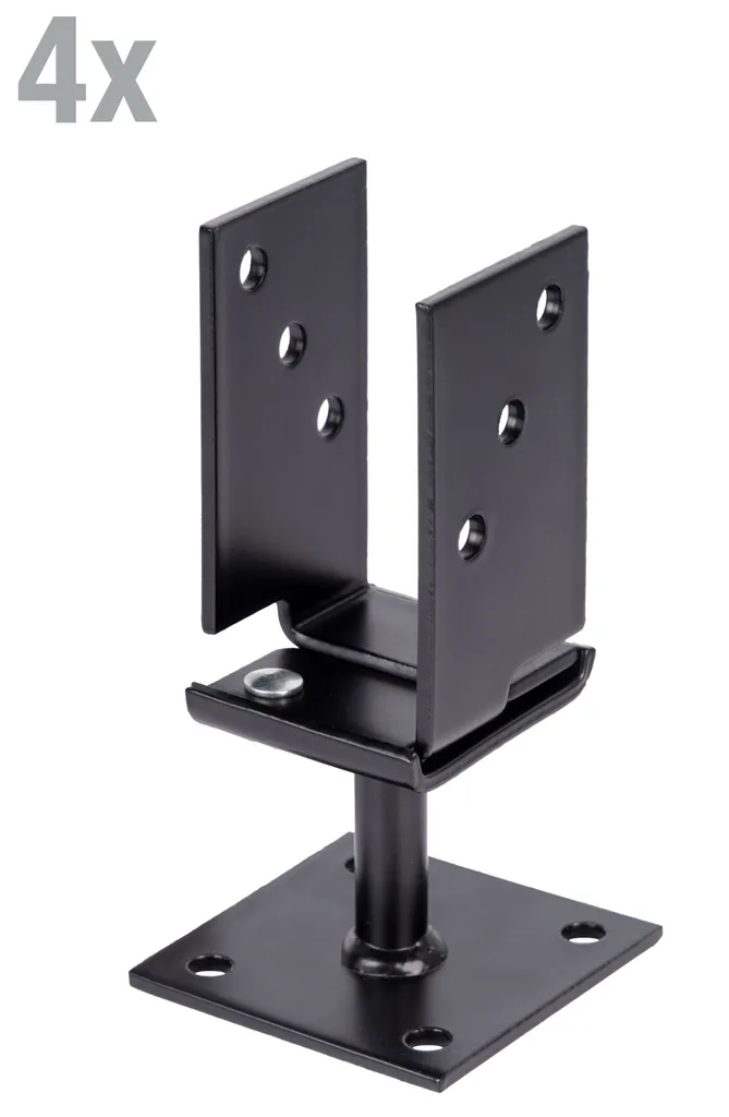 Pied de poteau en U noir Typ375 pour fixation de clôture et bois