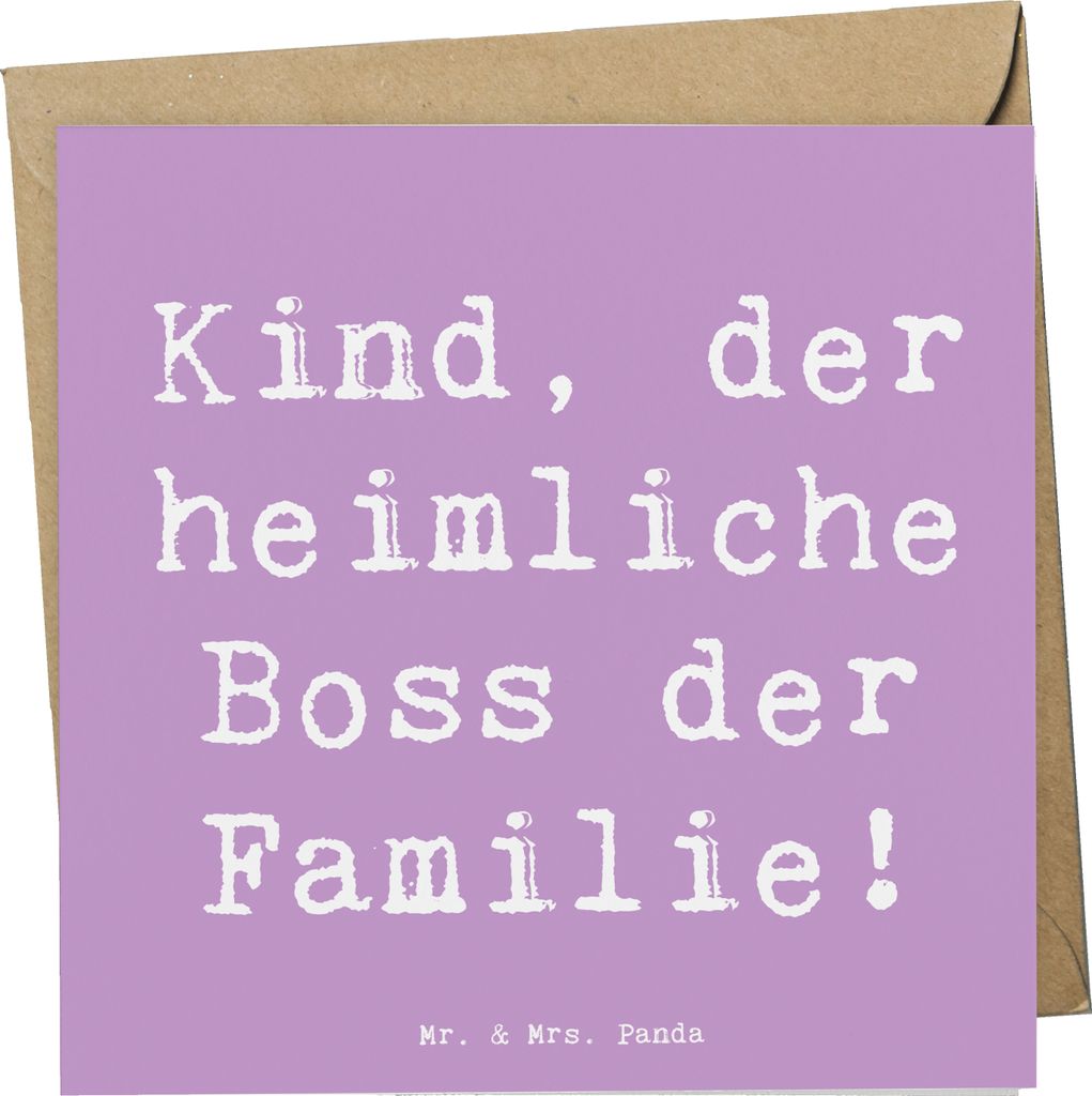 Mr. & Mrs. Panda Grußkarte Spruch Kind Heimliche Führungskraft - Lavendeltraum - Geschenk, Handarbeit, Tanten, Klappkarte, Geschenke, Einfluss, I...