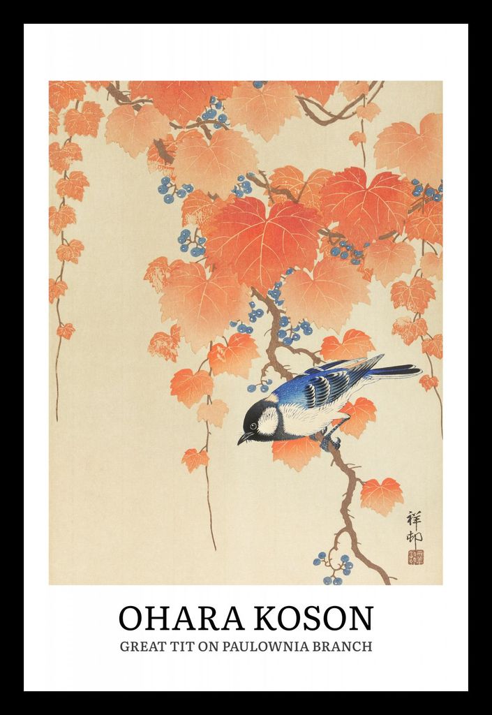 Plakat 20x30cm Design Große Meise, Vintage Koson für das Wohnzimmer