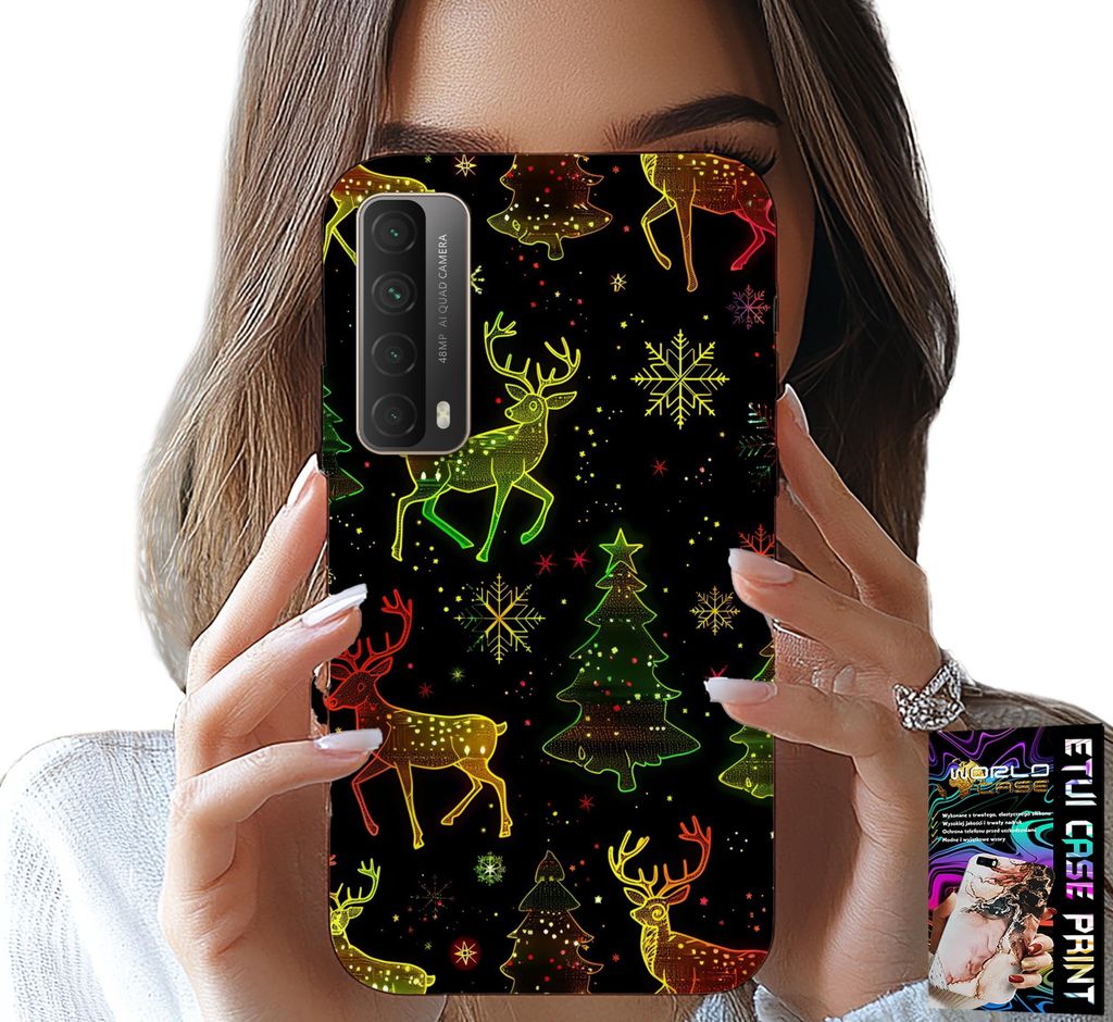 Hülle Für Huawei P Smart 2021 - Rentier, Schneeflocke, Weihnachtsbaum + Glas