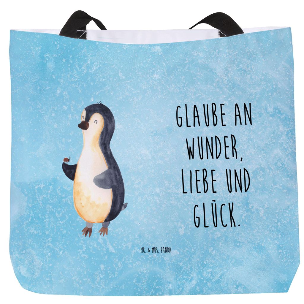 Mr. & Mrs. Panda Strandtasche Pinguin Marienkäfer - Eisblau - Geschenk, Aufmerksam, Laptoptasche, Liebe, Reisetasche, Kleine Wunder, Tasche, Einka...