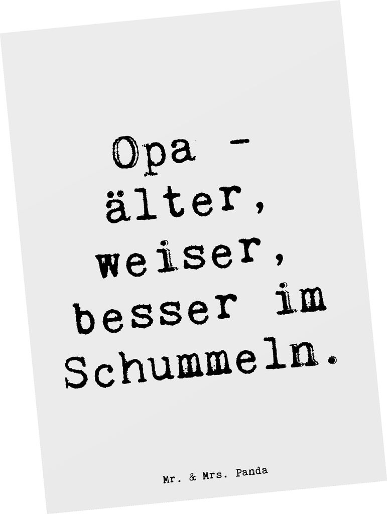 Mr. & Mrs. Panda Postkarte Spruch Opa Weisheit - Weiß - Geschenk, Weihnachten, Spiele, Familie, handgemacht, Grußkarte, Ansichtskarten, Lächeln,...