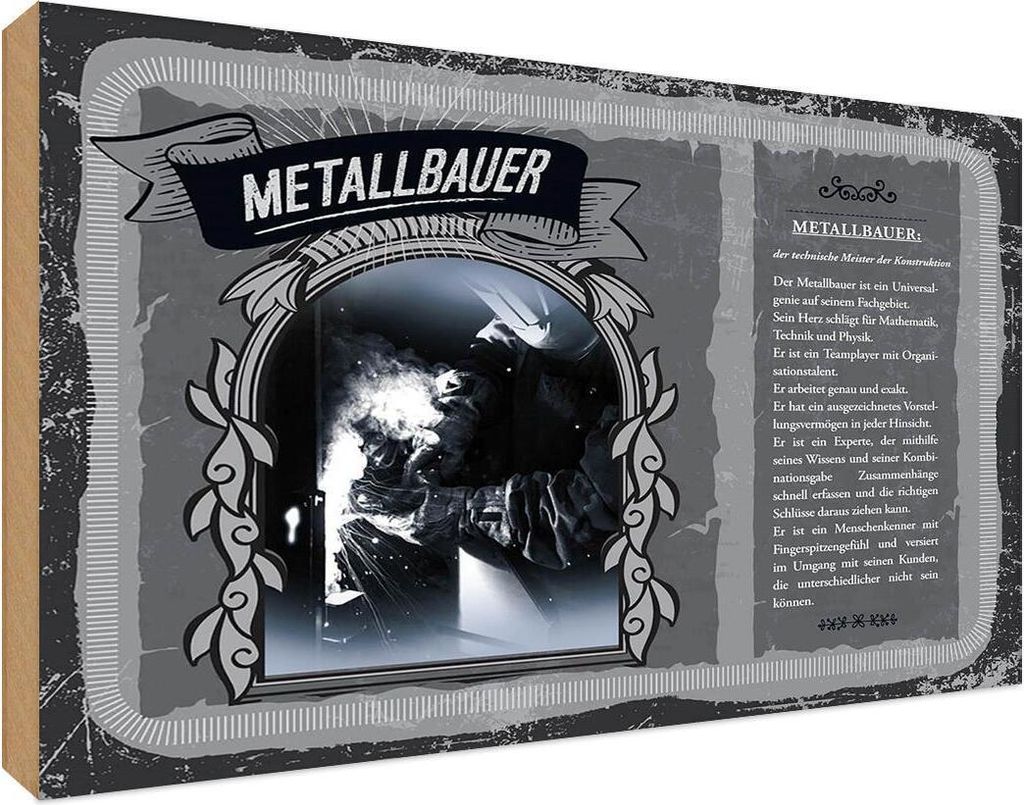 vianmo Holzschild 12x18 cm Metallbauer Beruf Arbeit Produktbild 