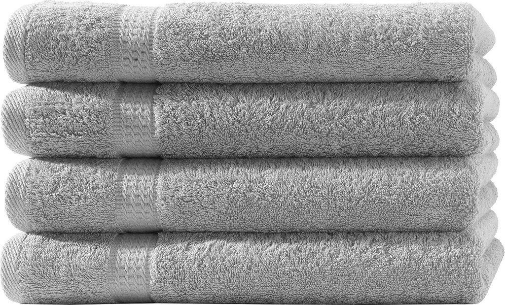4er Set Frottee Gästetücher Elegance 30x50 cm 100% Baumwolle 500 gsm Gästetuch silber