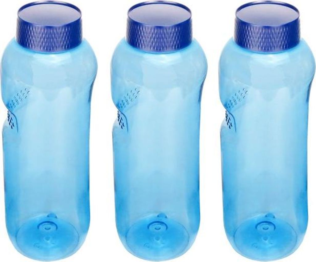 3x Kavodrink Trinkflasche aus Tritan 0,75 Liter, ohne Weichmacher & BPA enthält neue blaue Deckel mit integrierter Dichtung auslaufsicher