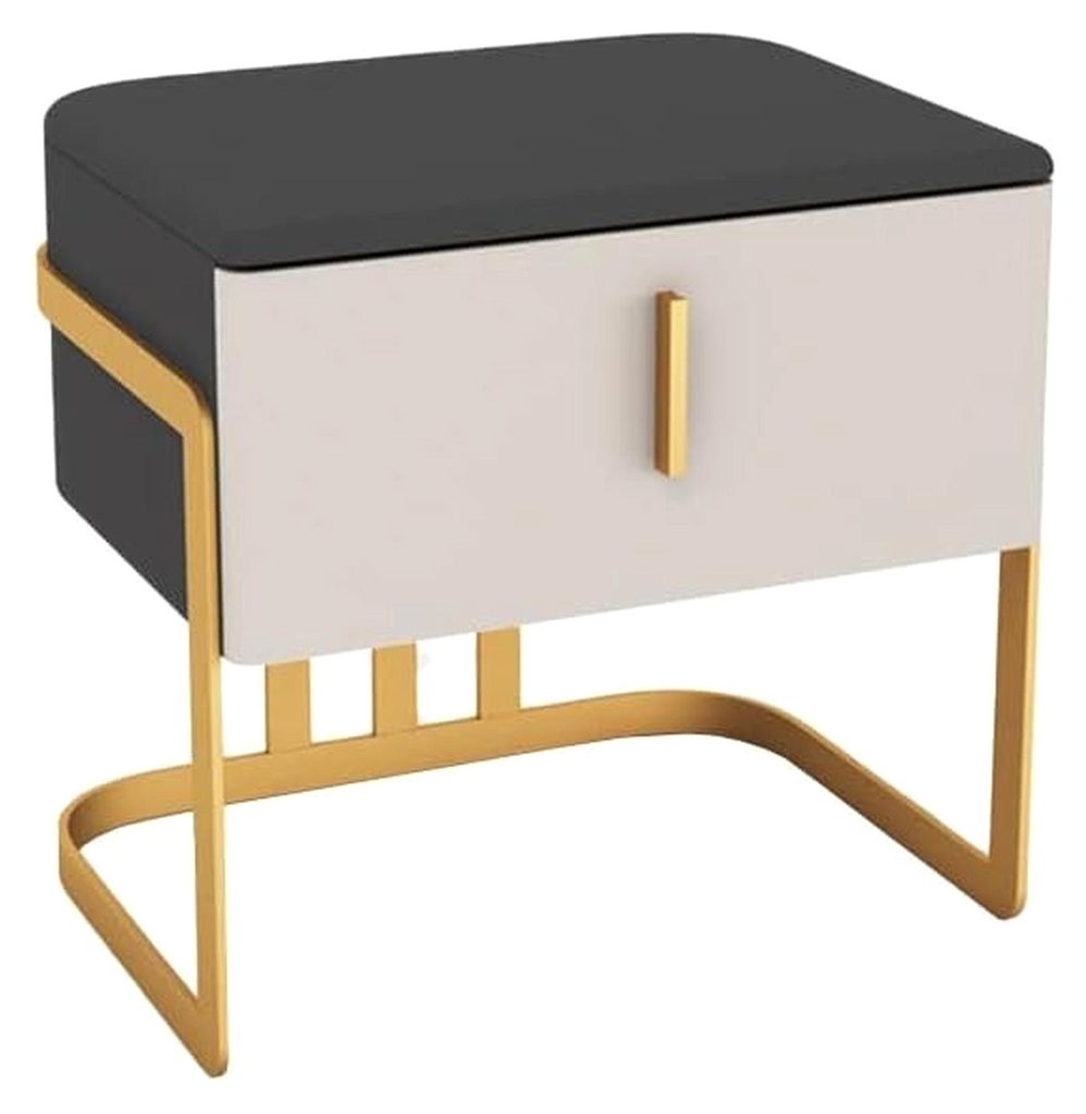 Nachttisch Holzschrank Moderner Nachttisch mit Edelstahlfüßen für Schlafzimmer und Wohnzimmer (Farbe: Messing)