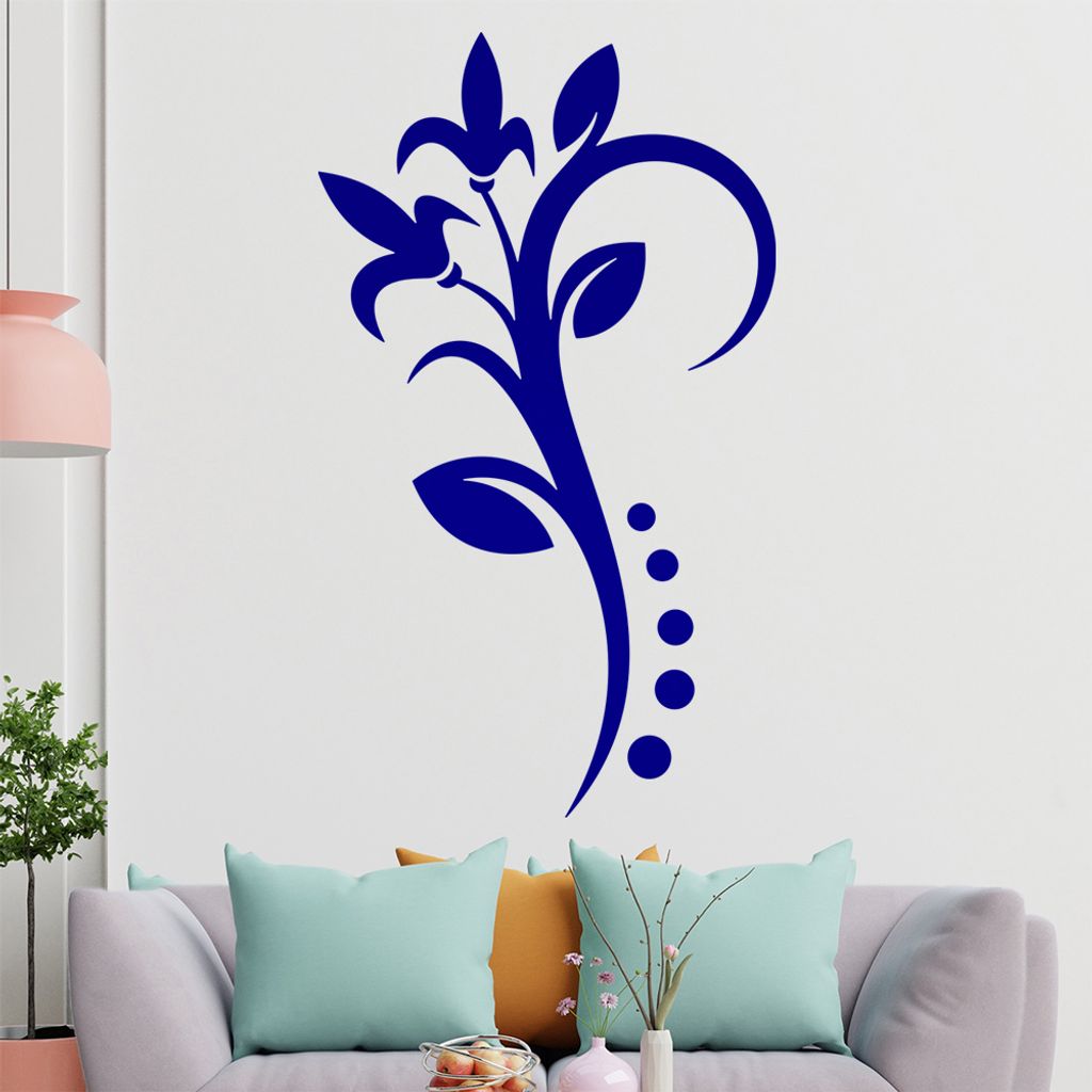 Blume - Linien Punkte Wandtattoo in 6 Größen - Wandaufkleber Wall Sticker - Dekoration, Küche, Wohnzimmer, Schlafzimmer, Badezimmer