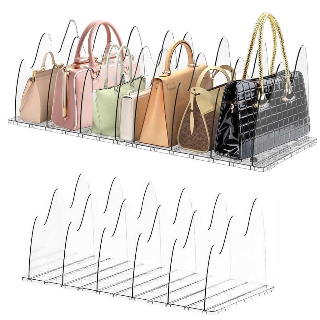 Transparent Acryl Regaltrenner, Handtaschen Trenner mit 6 Trennwänden