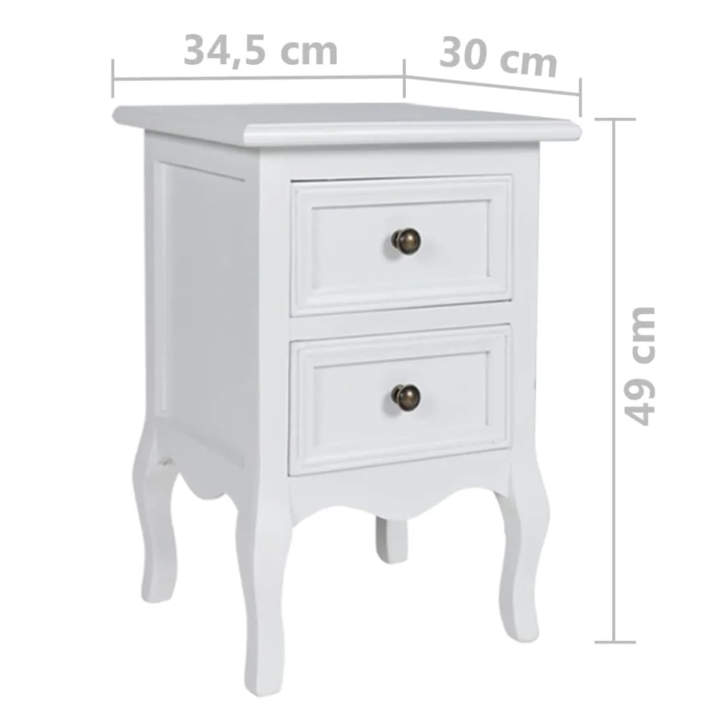 Rangement de Chambre : 4 Tables de Chevet Blanches 2 Tiroirs en MDF