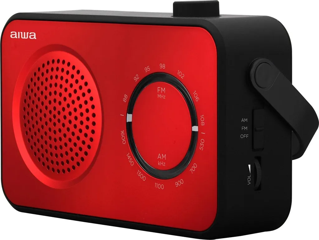 Radio analogique Rouge à piles et secteur idéale pour camping et extérieur