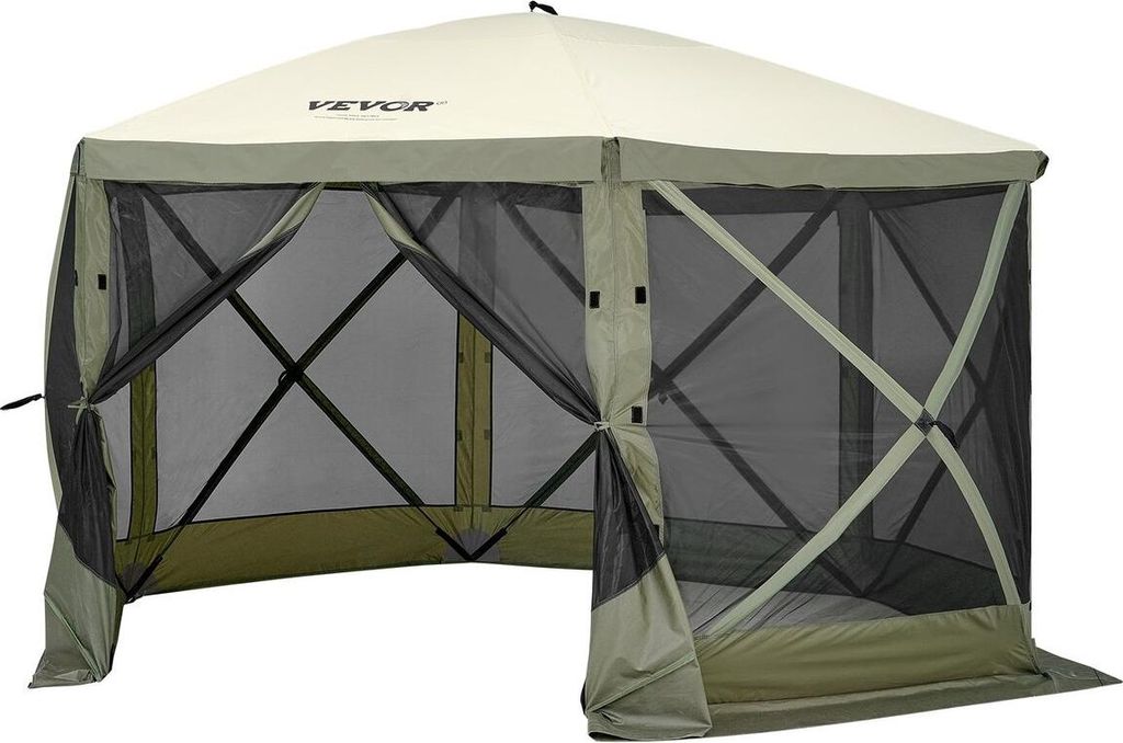 Pop Up Gazebo Tent Pop-Up Screen Tent 6 Sided Canopy Sun Shelter Green
