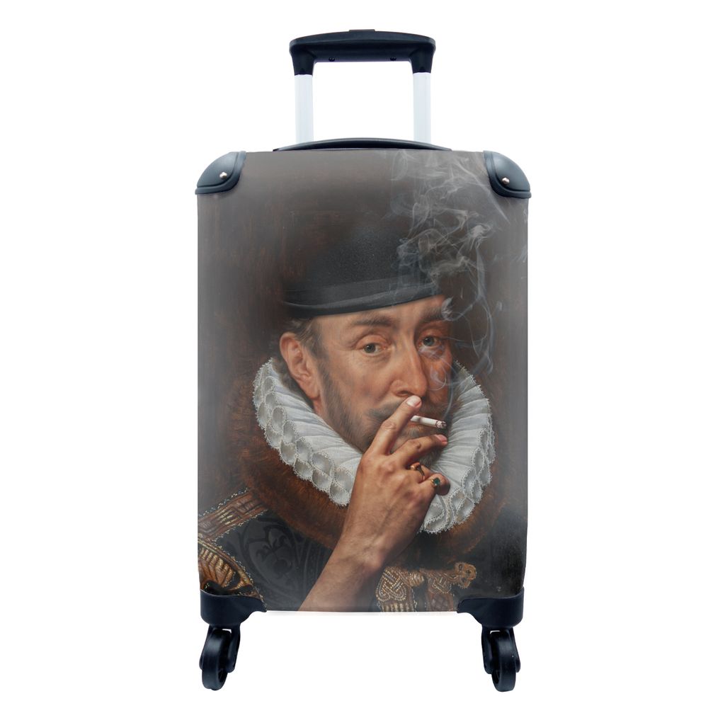 MuchoWow Koffer Handgepäck Trolley Rollkoffer Kleine Reisekoffer mit 4 Rollen - Wilhelm von Oranien - Adriaen Thomasz - Zigaretten - Cabin Size ...