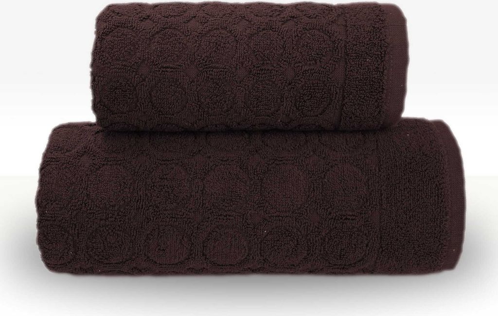 Handtuch, Baumwollhandtuch, geprägtes Muster, Kreise, super saugfähig, Pepe 70x140 Braun