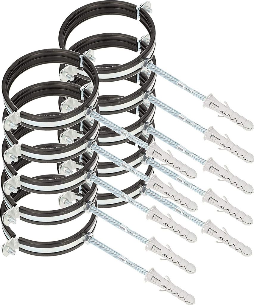 KOTARBAU 10er Set Rohrschellen 4" Rohrbefestigung Rohrleitungsbefestigung Gelenkrohrschellen Dichtung mit Dübeln