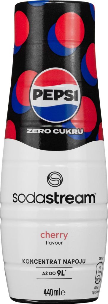 A product shot of a Sodastream Pepsi Max Cherry syrup bottle.