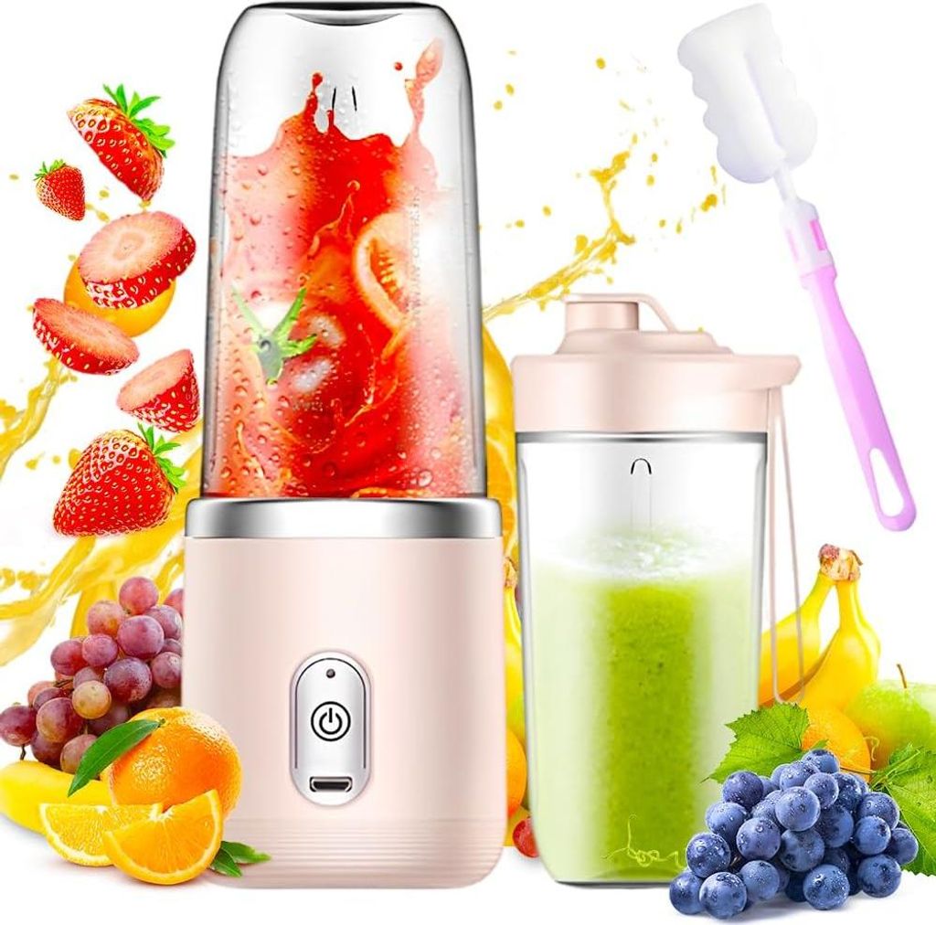 Tragbarer Mixer, Afenau 400ML Standmixer Klein mit Bürste und Ersatzbecher, USB-Laden Portable Blender, Smoothie Blender für Milchshakes, Säfte ...