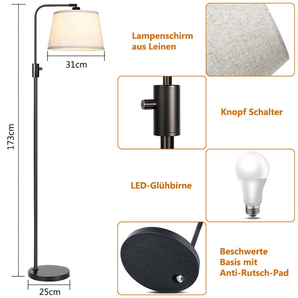 LANMOU Lampada ad Arco LED Moderna Lampada da Terra Salotto Dimmerabile con Telecomando, Scandinavo Stile Lampada a Stelo per Soggiorno Camera da Letto,Marrone