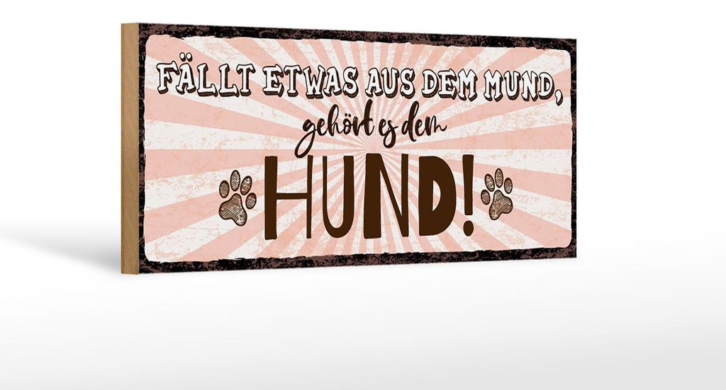 Holzschild Spruch 27x10cm fällt etwas aus dem Mund gehört Produktbild 