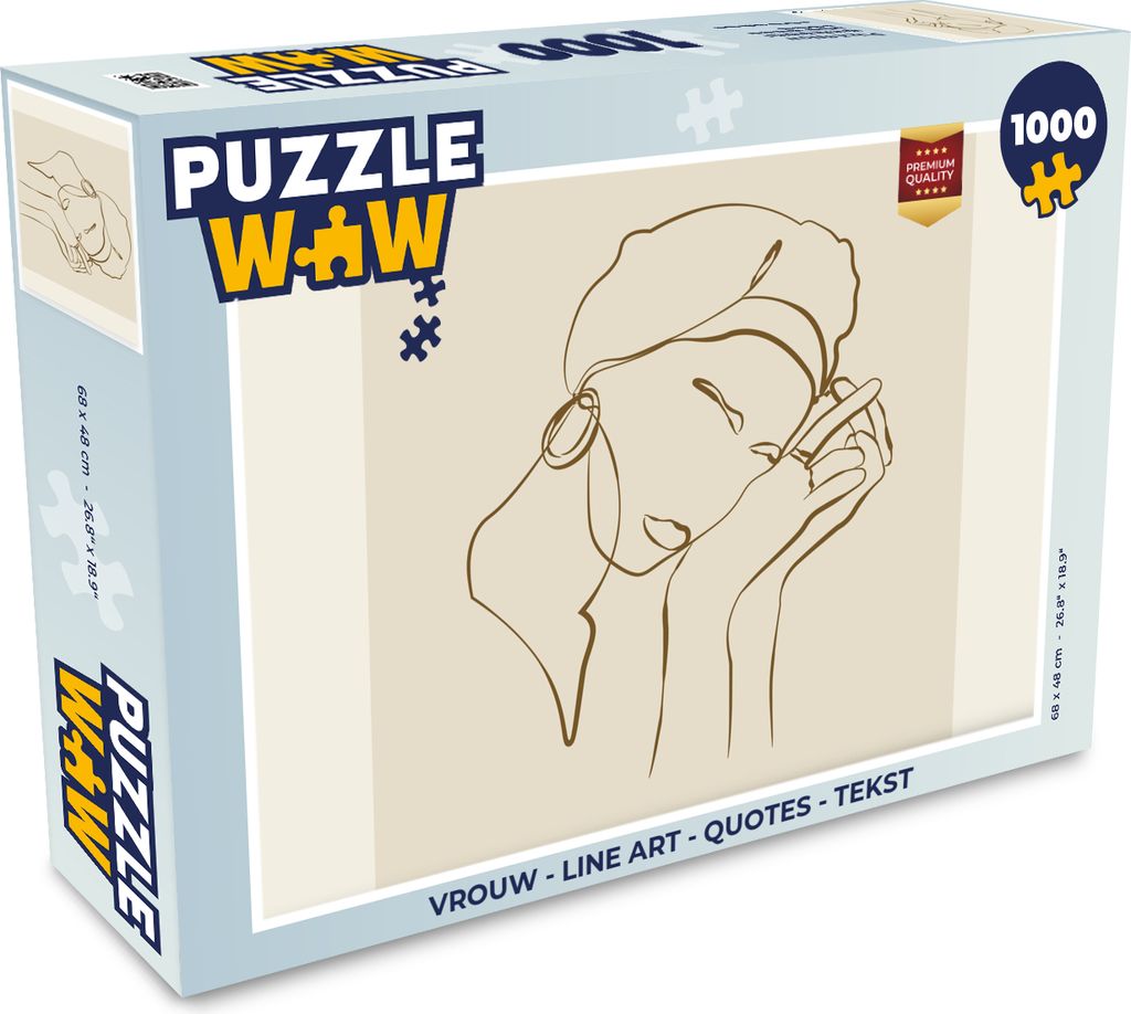 MuchoWow Puzzle 1000 Teile Frau - Linienkunst - Zitate - Text - Erwachsene - Rätsel