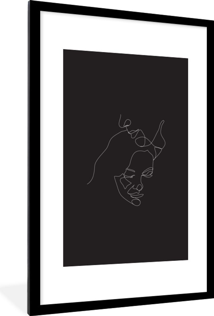 MuchoWow MuchoWow Gerahmtes Poster Strichzeichnung - Schwarz - Weiß - Kuscheltier 60x90 cm - Poster mit zchwarzem Bilderrahmen - Dekoration - ...