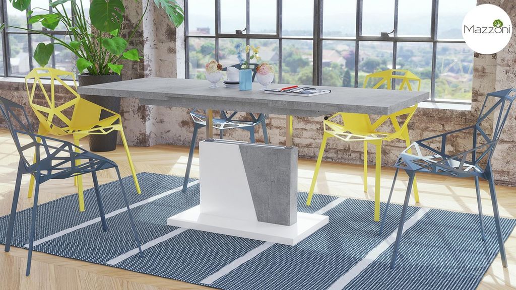 Design Couchtisch Grand Noir ausziehbar höhenverstellbar Tisch 120-180 cm Esstisch