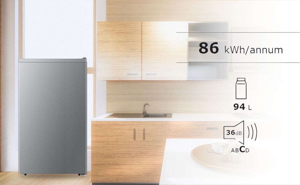 PKM KHKS93ESI Kühlschrank silber 94L Freistehend mit Produktbild 12