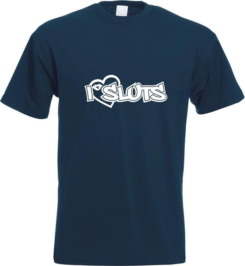 Kiwistar - T-Shirt - Navy - I Love Sluts Motiv Bedruckt Funshirt Design Print - mit Motiv Bedruckt - Funshirt Design - Sport - Freizeit - Herren - XL
