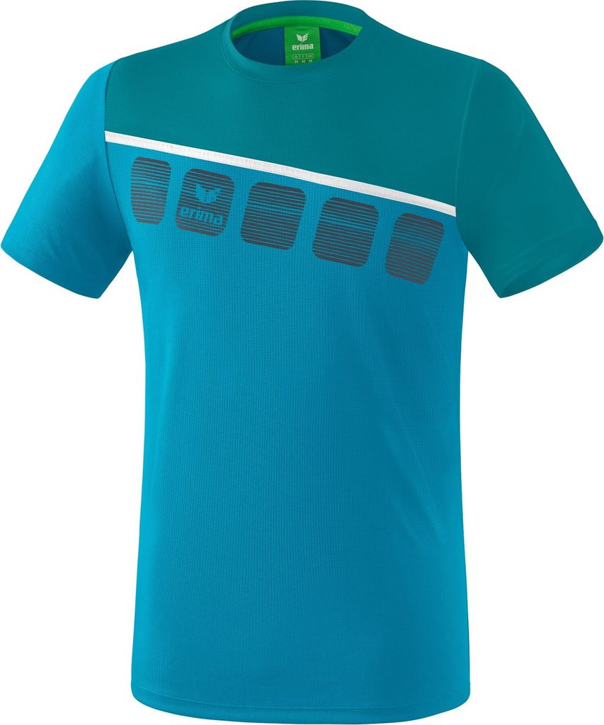 Erima Fußball Handball 5-C T-Shirt Herren Kurzarmshirt hellblau weiß Gr S