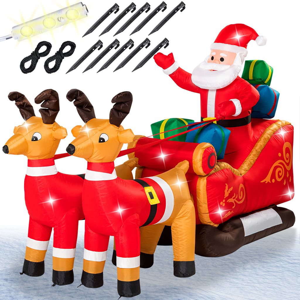 MONZANA® Aufblasbarer Weihnachtsmann mit Schlitten LED Produktbild 