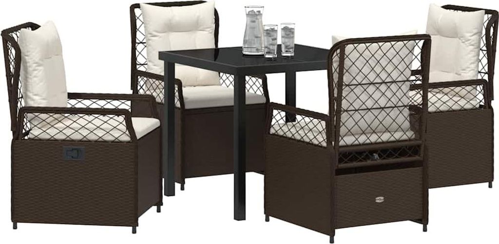 vidaXL Garten Essgruppe 5 pcs Braun Poly-Rattan