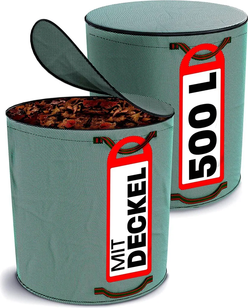 Sac de Jardin XXL 500L Robuste avec Couvercle et Poignées Indéchirables