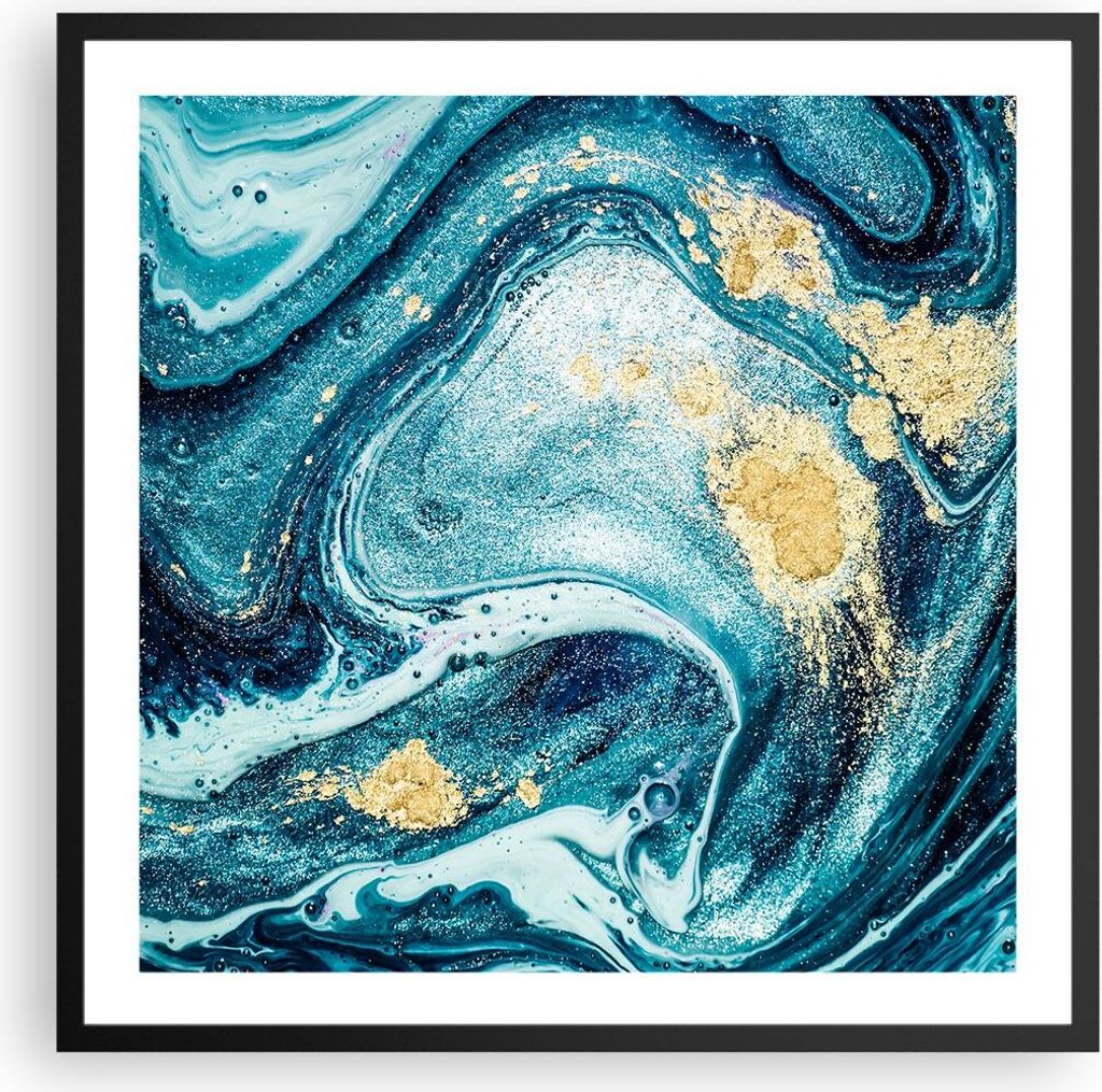 Gerahmtes Poster - Schwarzer Rahmen - Abstraktion modern - 60x60 cm - Wand Bild - Wanddeko - Wandbilder - Kunstposter - Wandposter - Bilderrahmen -...