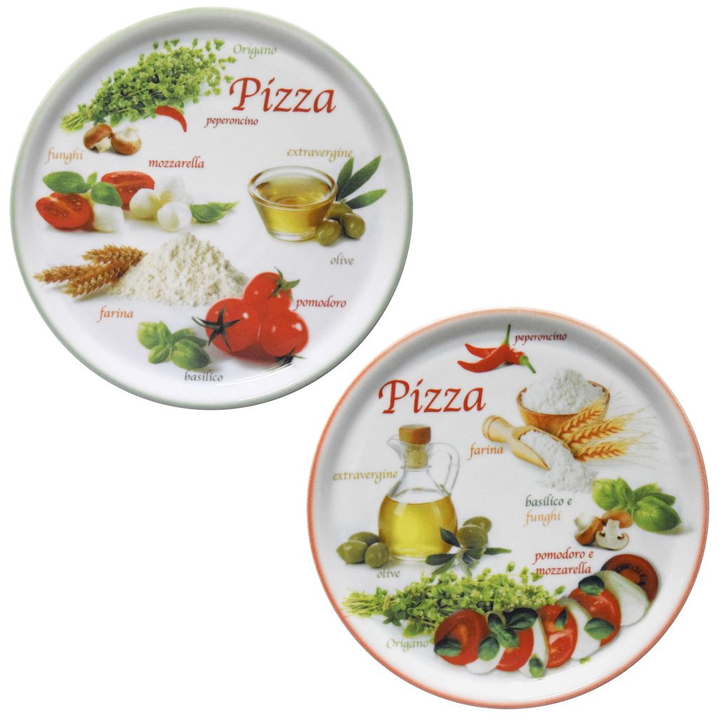2er Set Pizzateller Napoli Green & Red Ø 33,8 cm Platte Produktbild 