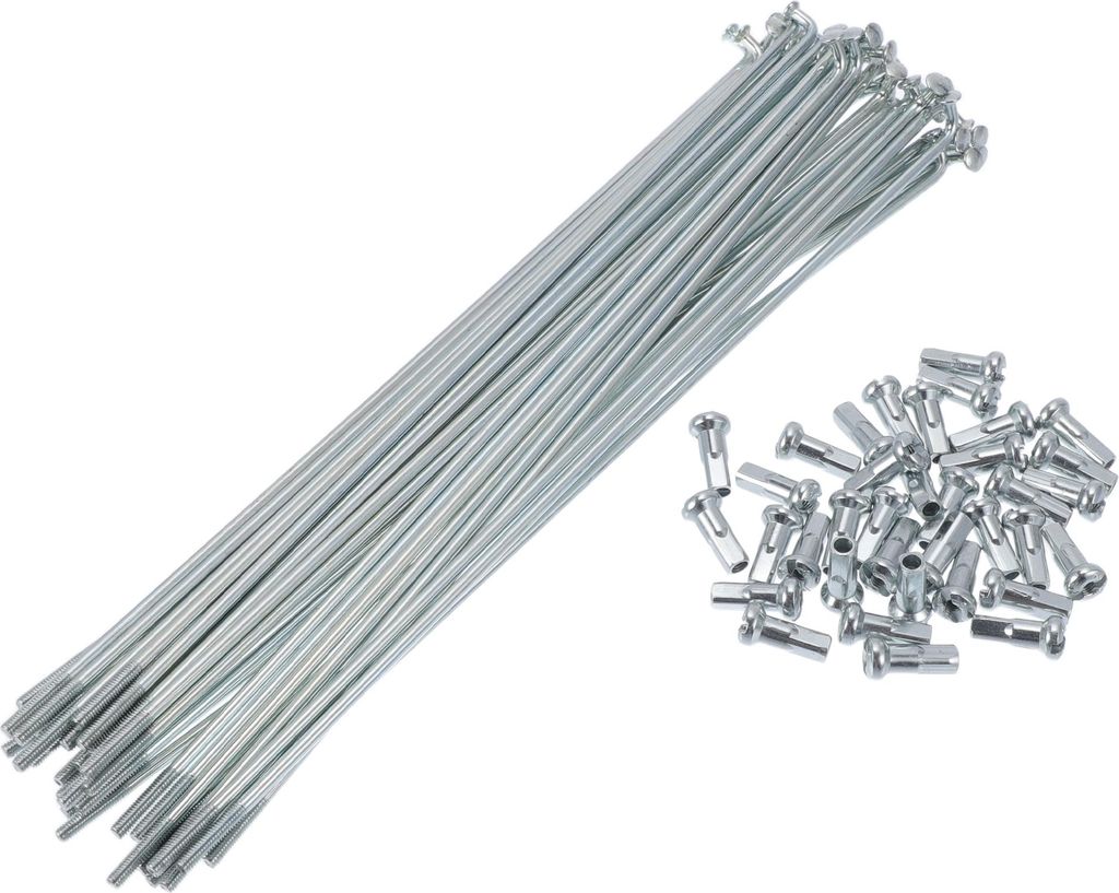 Fahrradspeichen Fahrradrad Speichen Silber Ton Nippel 1 Satz 13G 187mm Länge 45 Stahl verzinkt