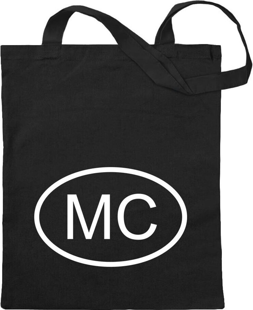 Kiwistar - Baumwolltasche - schwarz - Monaco MC - Tragetasche Stoffbeutel Umhängetasche langer Henkel