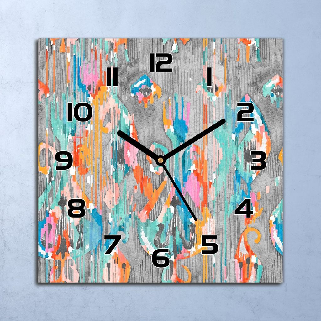 Wanduhr Echt-Glas-Küchenuhr Graffiti Abstraktion Quarz 30x30 Deko Bilder
