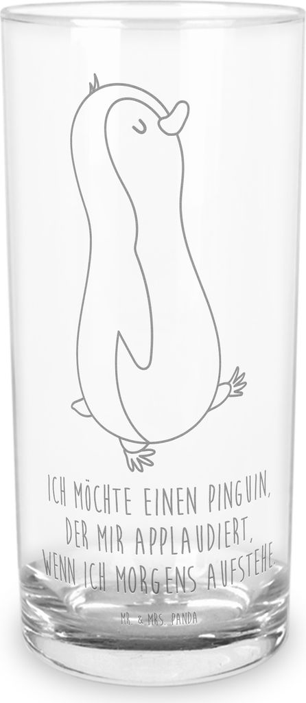 Mr. & Mrs. Panda Glas Pinguin marschieren 400 ml - Transparent - Geschenk, Familie, Tumbler, Wasserglas, Cocktailglas, Wasserbecher, Unausgeschlafe...