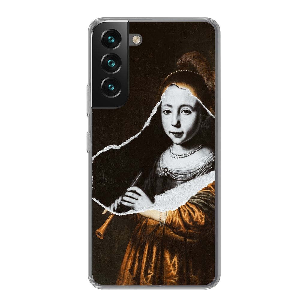 MuchoWow Handyhülle Schutzhülle Hülle für Samsung Galaxy S22 Plus Elizabeth-Spiegel - Dirck Dircksz Santvoort - Schwarz - Weiß Silikon Softc...