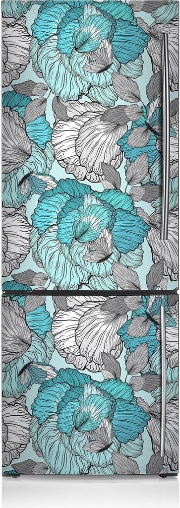 Kühlschrankmagne Kühlschrank Aufkleber Magnetfolie Dekoration 70x190 cm - Doodle-Blumen.