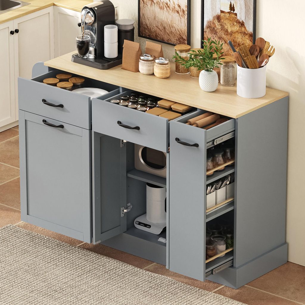 STILVORA Sideboard mit Mülleimerfach und offener Ablage, Produktbild 