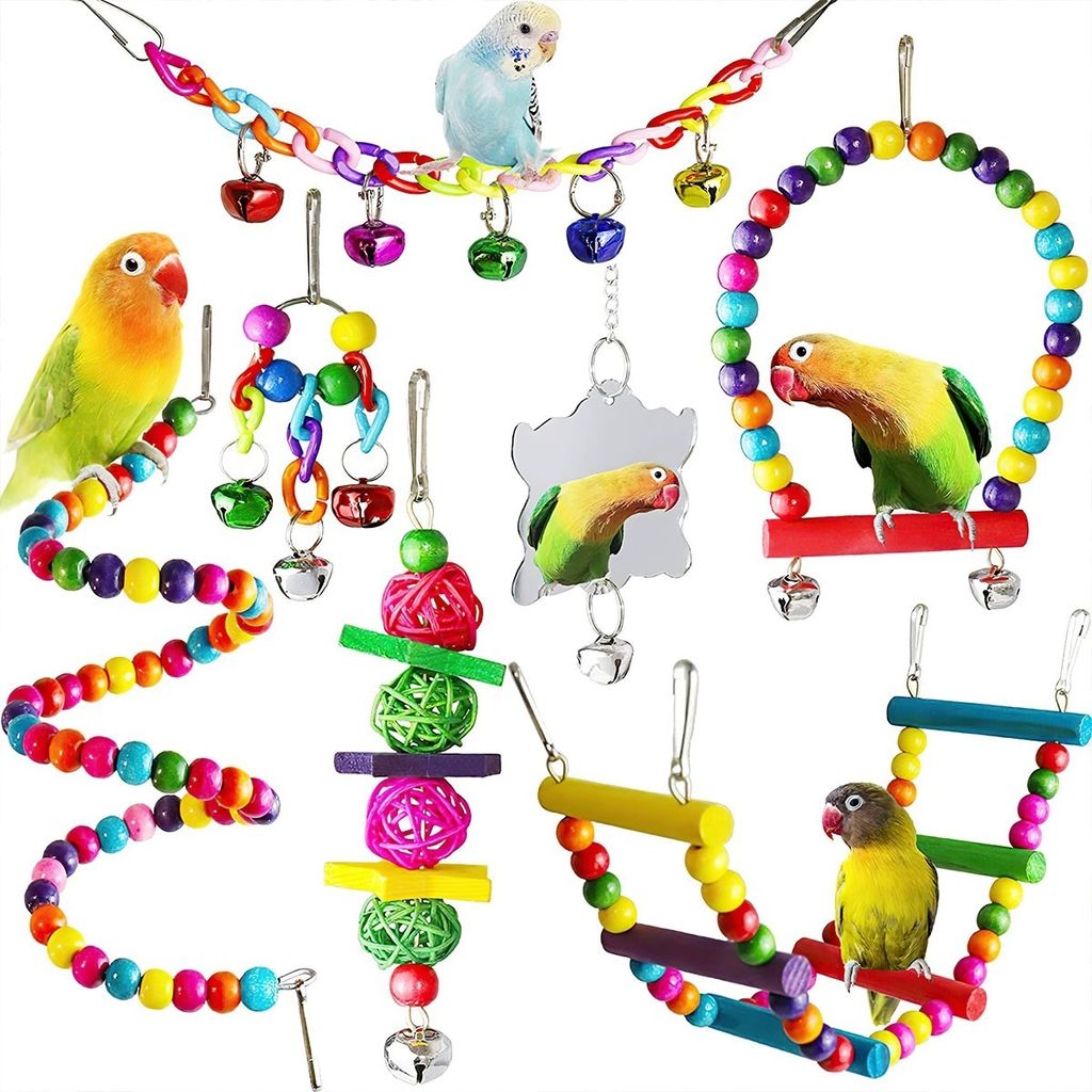 7 teiliges Vogelspielzeug Set, Papageienspielzeug, Haustier Produktbild 