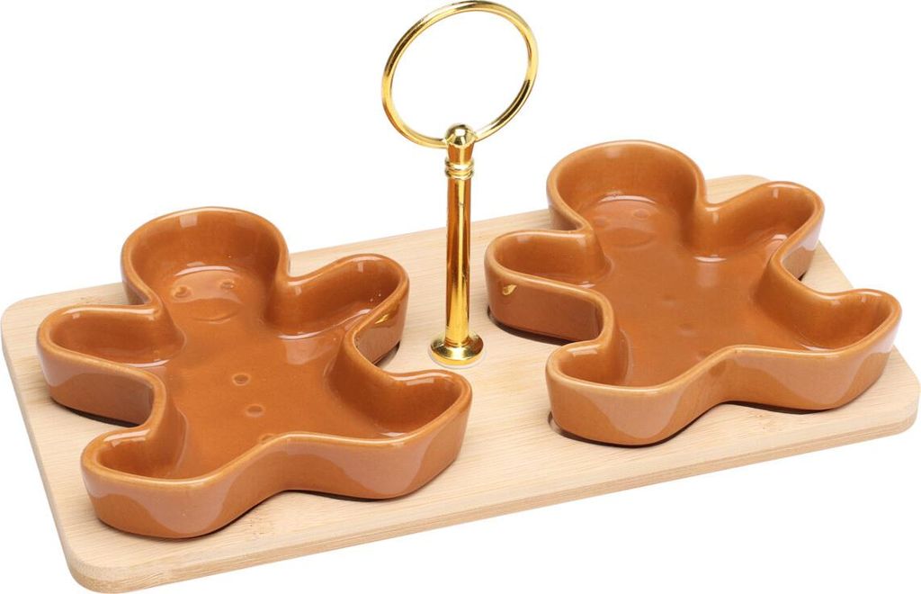 ZIMORA Lebkuchen-Snackschalen auf Bambusbrett, 3 Stück