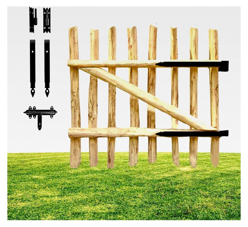 Gartentor aus Haselnussholz 100 cm breit x 60 cm für Staketenzaun