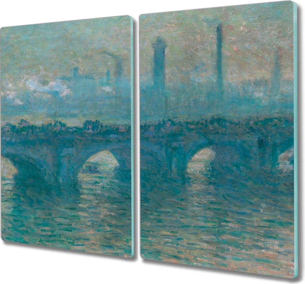 Coloray Herdabdeckplatte 2x30x52 cm Schneidebrett Kochplattenabdeckung Küchenbrett Hackbrett - Monet Waterloo Bridge