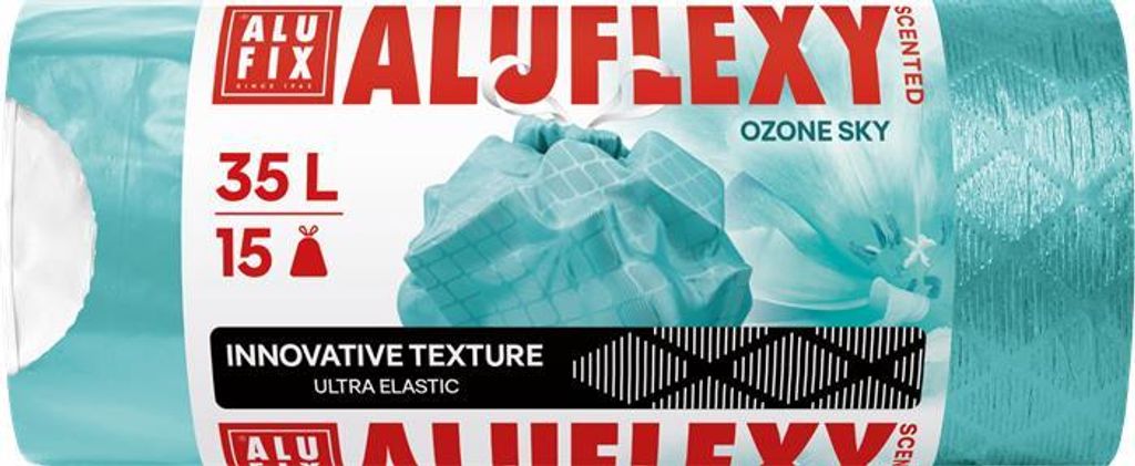 Müllsäcke "Aluflexy", türkis, duftend, einziehbar, 35 l, 15 Stück, LDPE, ALUFIX