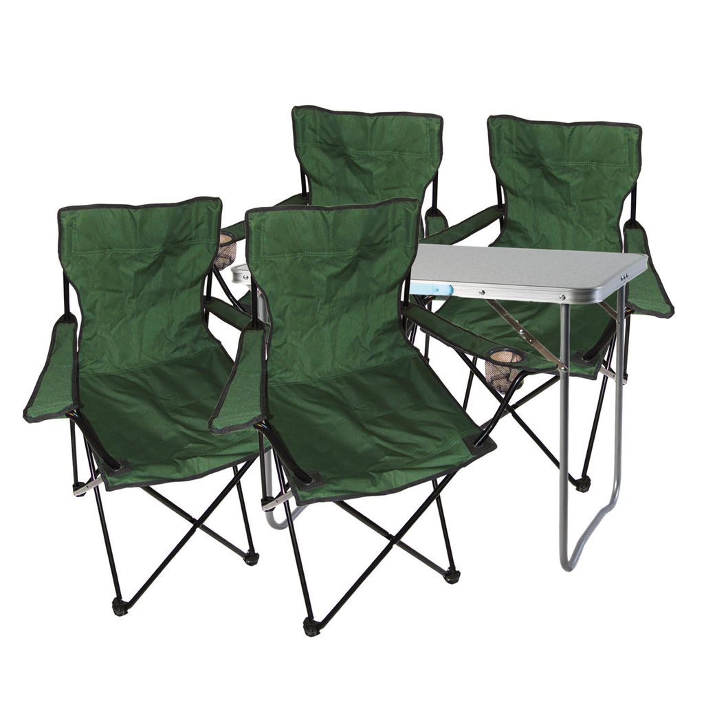 5-teiliges Campingmöbel Set Grün Tisch+ campingstühle mit Tasche