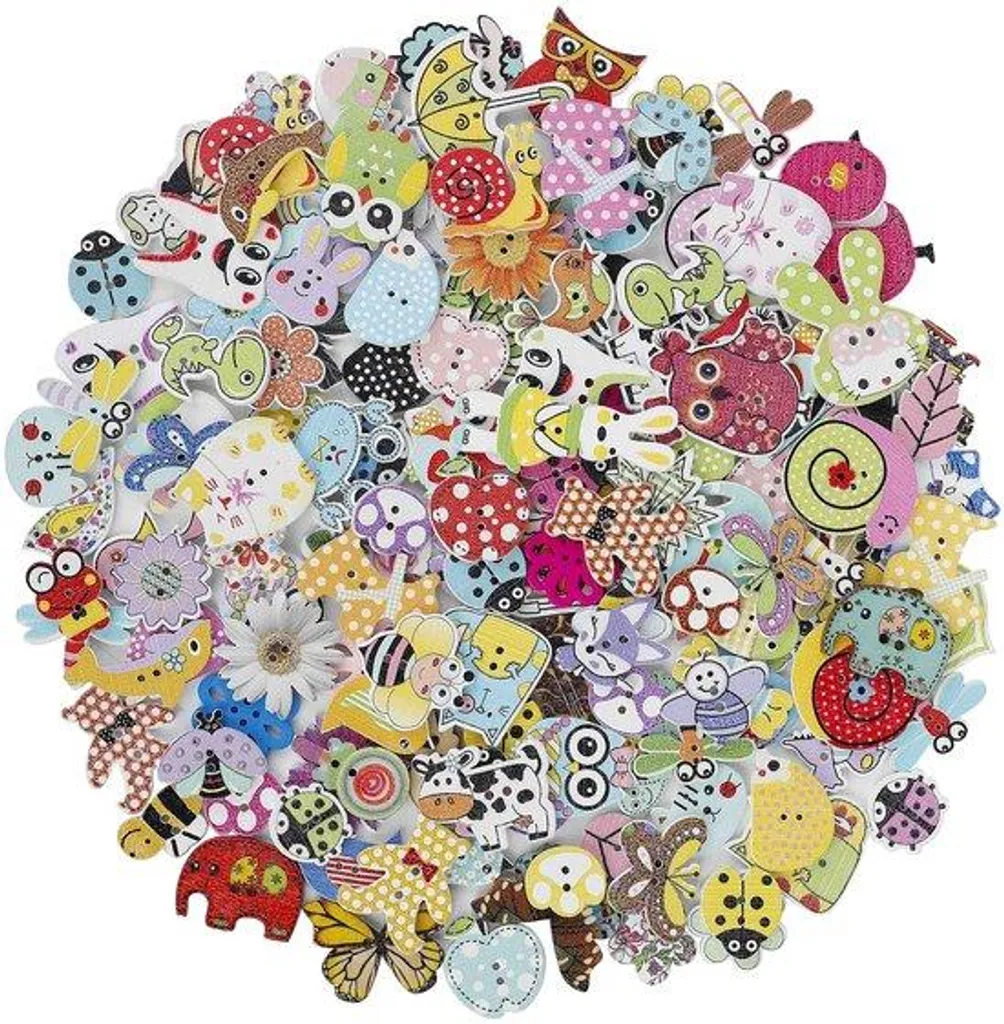 150 Boutons en bois colorés pour couture et bricolage DIY créatif